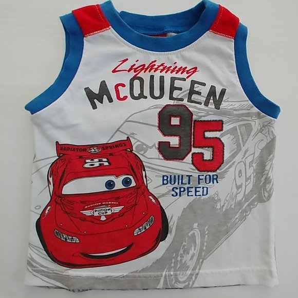 Disney Lightning McQueen Racecar 95 Cars Sleeveless Tank Top 2T Built for Speed - Picture 3 of 11